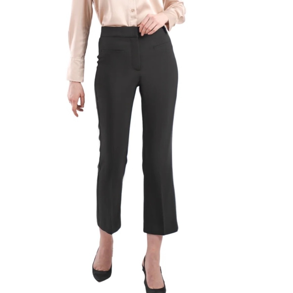 Sandy & Sid Summer Woven Work Pants High Waist Straight Leg Pants Black Sz 6